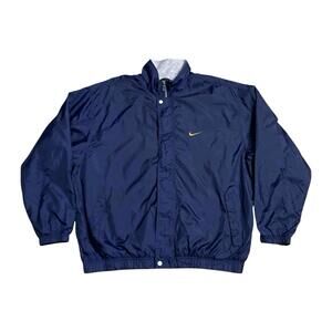 Vintage 90s White Tag Nike Full Zip Cotton Lined Windbreaker Size XL Navy Blue